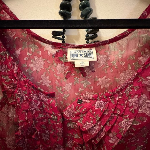 Converse Red Ruffled Blouse - Picture 2 of 4